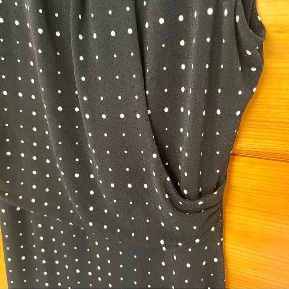 Ann Taylor Polka Dots Sleeveless Round Neck Black White Petite M Lined Dress - Picture 3 of 4